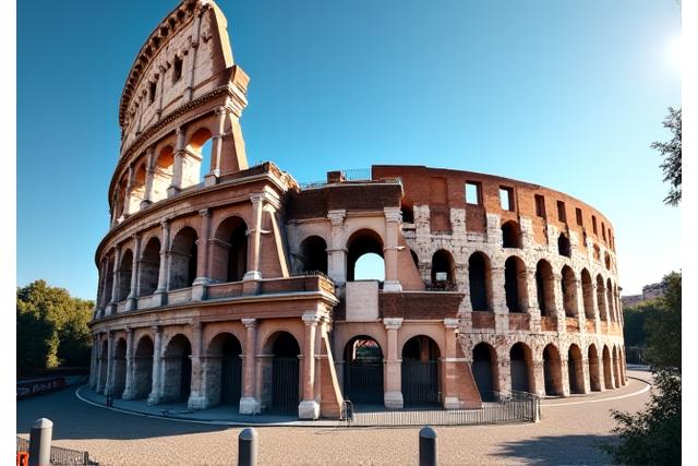 The Colosseum in Rome under a clear sky