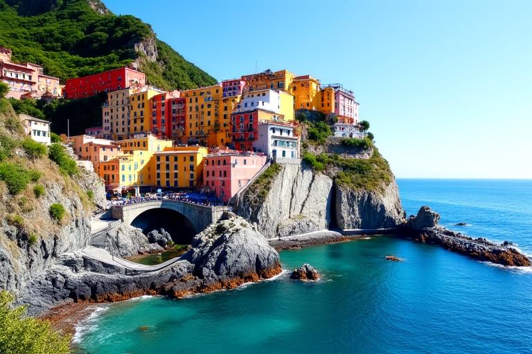 Colorful hillside coastal towns of Italian Riviera